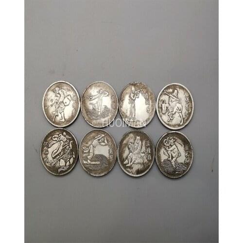 1 Set China The Eight Lmmortals Coin Silver Dollar Souvenir Home Decoration Gifts Free Shipping