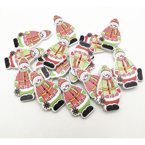 100pcs 35x19mm Wooden Christmas Snowman Buttons Sewing Xmas Crafts Embellishments WE98-021