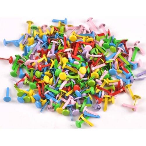 100PCs Mixed Pastel Round Brads Scrapbooking Embellishment Fastener Brads Metal Crafts For shoes Decoration 6.5x13mm CP2238