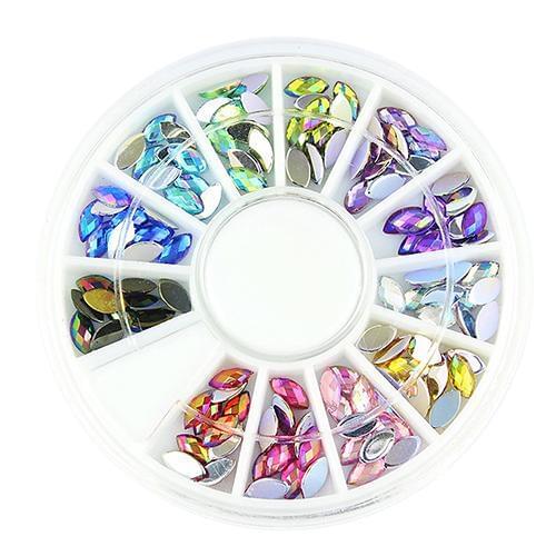 12 Mixed Colors Wheel Design 3D Nail Art Tip Charm Rhinestone Jewelry DIY Tools