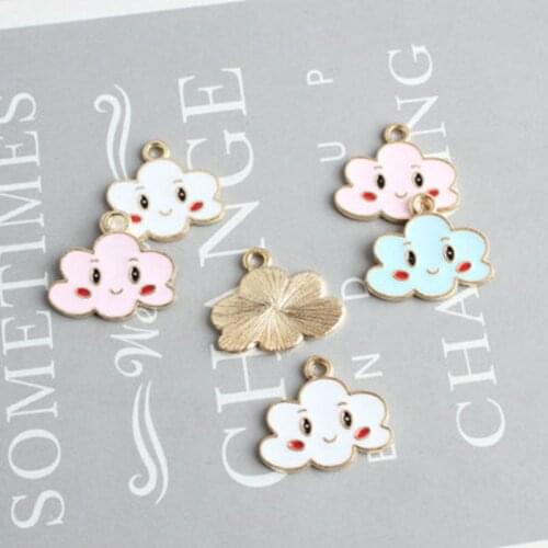 17*19mm 100Pcs Mix Colors Cloud KC Gold Color Glazing Jewellery Alloy Pendants Jewelry Charms