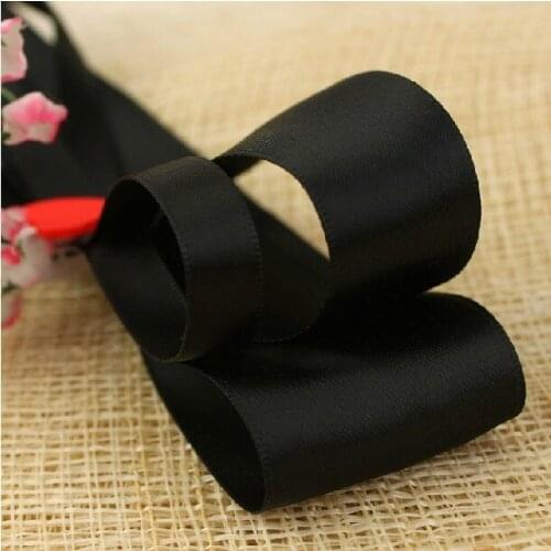 25mm width black double face satin ribbon craft/party/ decoration