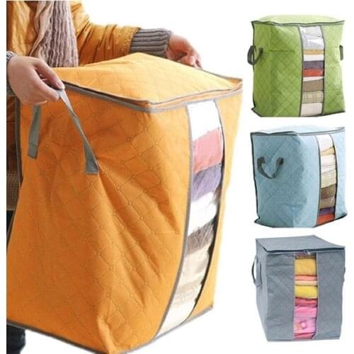 48x28x50CM Foldable Storage Bags Clothes Organizer Box Blanket Quilt Sweater Zipper Non-woven Folding Closet Organizer