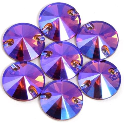 AAAAA Quality 40pieces 12mm Round Rivoli Glass Sew On Rhinestones Flatback Crystal Sewing Strass for DIY Wedding Dress A33