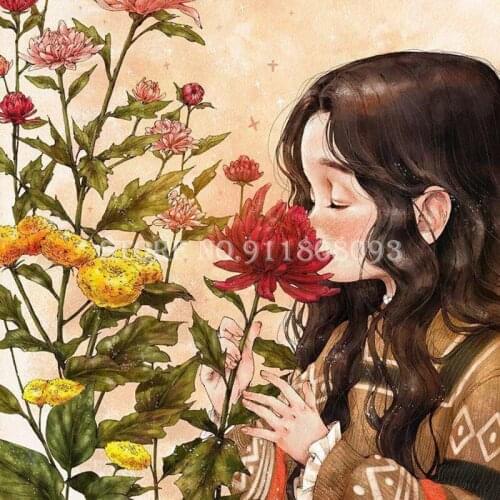 Diy Diamond Painting Girl Flowers Full Square/Round Drill Picture By Number Embroidery Diamond Art Mosaic Gift Home Decoration