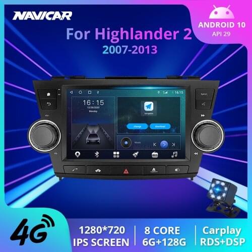 2Din Android10.0 Car Radio For Toyota Highlander 2 XU40 2007-2013 GPS Navigation Stereo Receiver Car Receiver DSP Auto Radio IGO