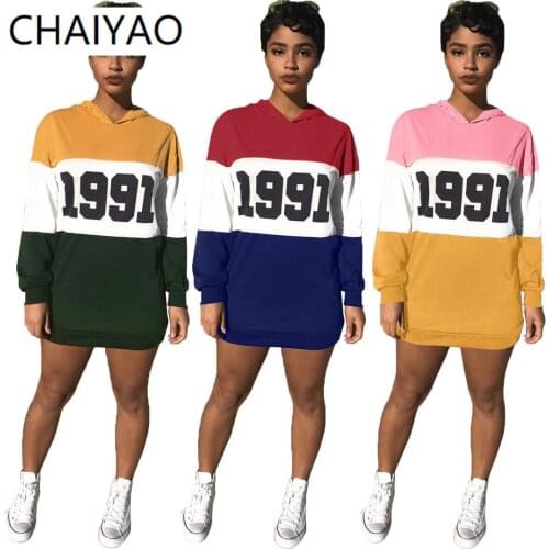 BN119 Wholesale Item New Fall Ladies High Quality Casual Clothing Hooded Long Sleeve Sportsweater Dresses for Women
