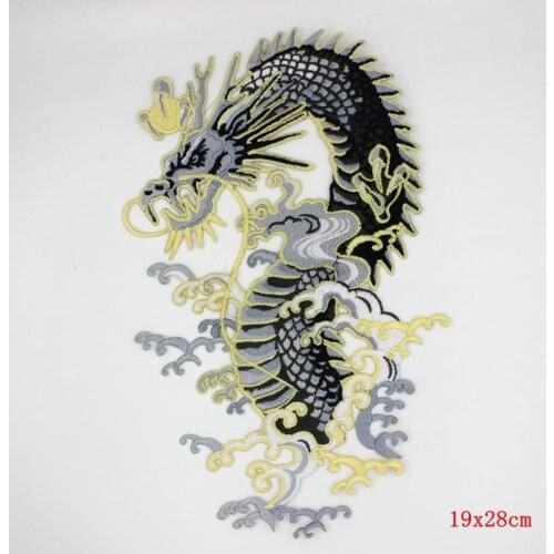 Punk Large Dragon Patch Applique Cheap Embroidered Motorcycle Patches Back Iron On Outlaw Biker Patches For Clothes Stickers