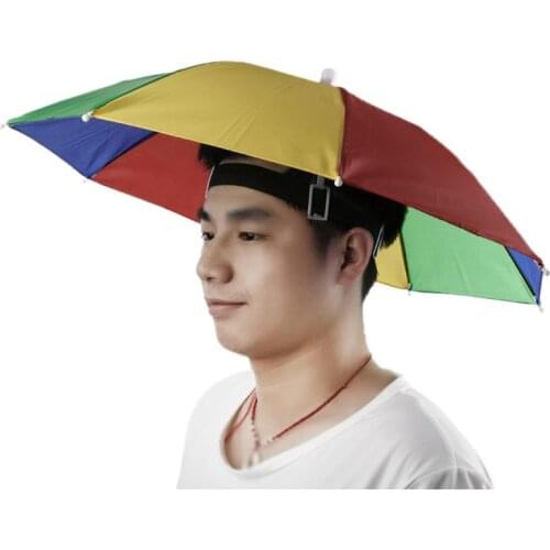 Outdoor Foldable Sun Umbrella Hat Golf Fishing Camping Headwear Cap Head Hat Funny Practical Sunscreen Rain Umbrella Caps
