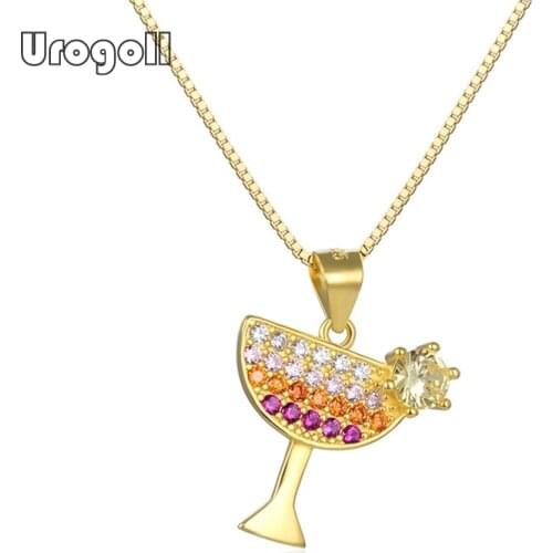 Fine Jewelry Pure 925 Sterling Silver Wineglass Necklaces For Women Engagement Anniversary Party Silver 925 Jewelry Gifts