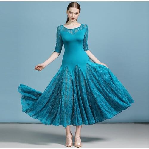 Lady Middle Sleeves Red Standard Woman Ballroom Dance Competition Suit Standard Waltz Modern Tango Ballroom Dress for Women