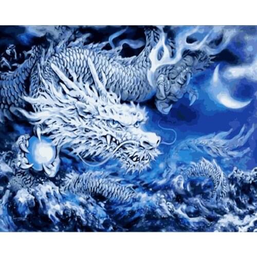 Dragon East Chinese style Animal DIY Digital Painting By Numbers Modern Wall Art Canvas Painting Unique Gift Home Decor 40x50cm