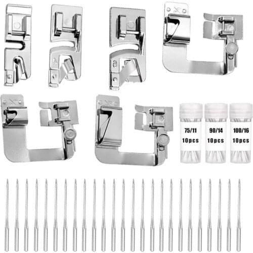 Nonvor 6 Pcs Hemming Foot Kit - Narrow Rolled Hem Sewing Machine Presser Foot Needles, Wide Hem Presser Foot and Sewing Machine