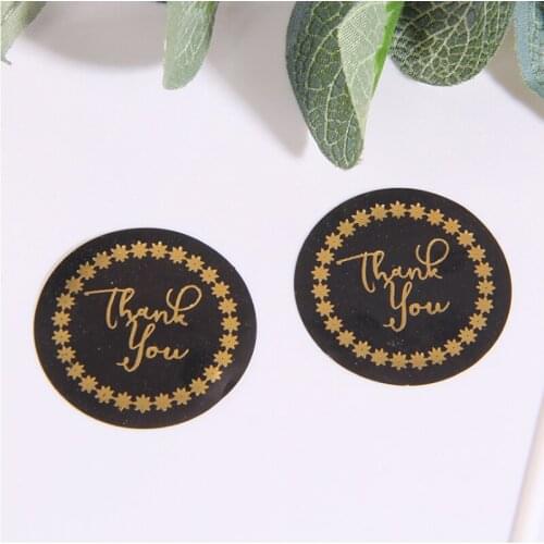 1200pcs/Lot Thank You Round Black Gold Star Ring Scrapbooking Labels Seal Sticker DIY Self-Adhesive Gift Lables Stickers