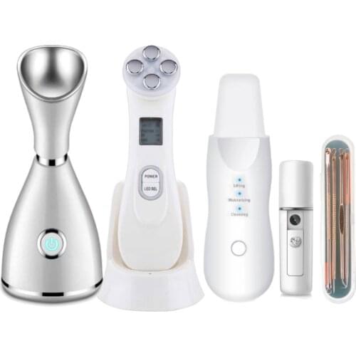 Nano sprayer Facial Steamer LED Mesotherapy Facial Massager Ultrasonic Skin Scrubber Blackhead Remover Face Cleaning