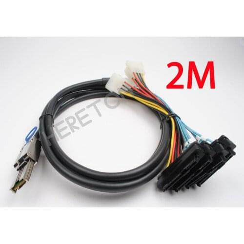 NEW SAS SATA CABLE Mini SAS 4x Mini SAS26P SFF-8088 to 4 SFF 8482 SAS29P SAS Power Cabe 2m/200CM