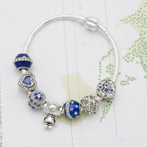 The new style DIY bright blue beaded series of womenundefineds snake bones bracelet