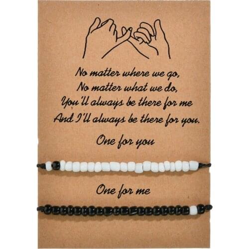 Pinky Promise Distance Matching Bracelets For Best Friends Couple Family Women Men Black & White Acrylic Beads Jewelry
