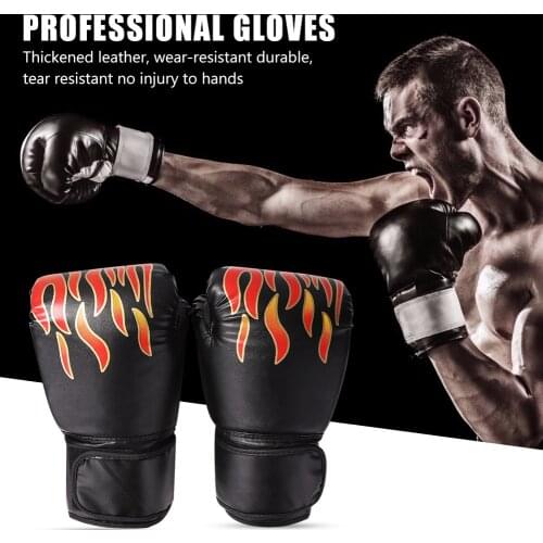 2pcs Adult Kids Boxing Gloves Professional Flame Mesh Breathable PU Leather Flame Gloves Sanda Boxing Training Glove Accessories