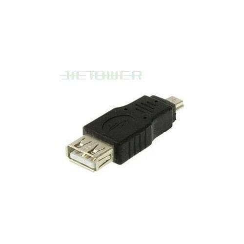 Black USB 2.0 A Female To Mini USB B 5Pin Male Plug OTG Host Adapter Converter Connector 100 pcs/lot