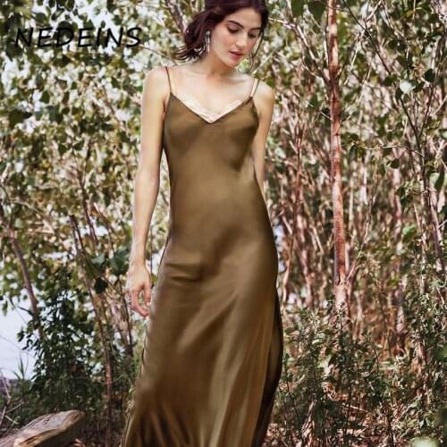 NEDEINS Women Sexy V-Neck Side Split Maxi Dress Summer Casual Party Sleeveless Backless Long Dress Solid Color Slim Fit Dresses