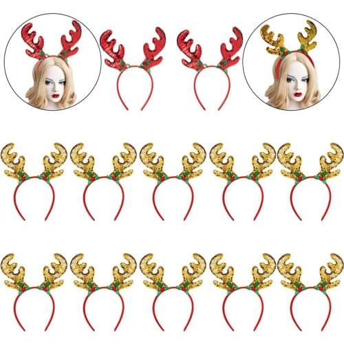 Reindeer Headband Sequin Antler Deer Hairbands Glitter Hairband Hoops for Kids Adults Xmas Christmas Holiday Party Props