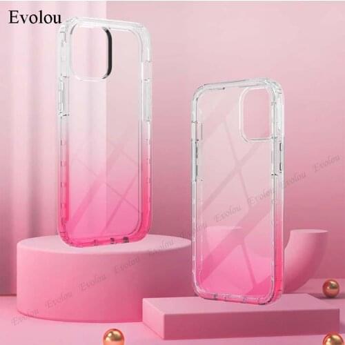 Transparent Gradient Full Protection Case For iphone 13 12 Pro Max 11 8 7 6S Plus Shockproof Cover With Screen Protector Cases
