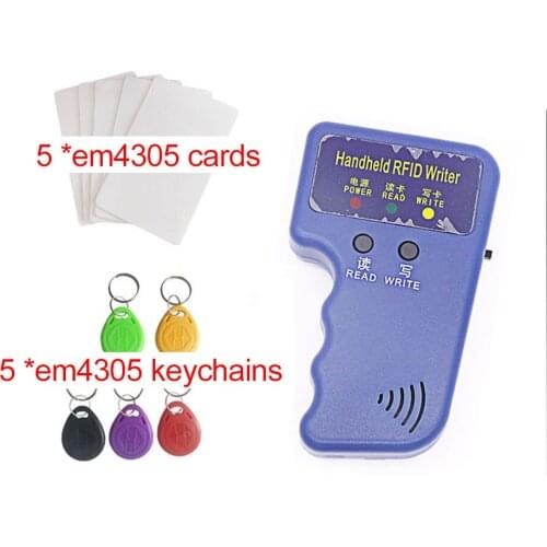 ID 125khz Handheld Copier RFID Smart ID Card Duplicator Used for T5577 or EM4305+5pcs em4305 keys+5 em4305 cards