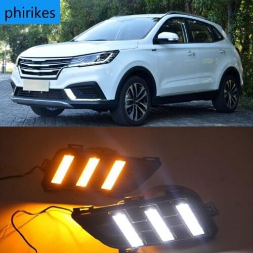 LED DRL Fog lamp driving lights with Yellow Turn Signal Function For Roewe RX3 2018 Daytime running lights
