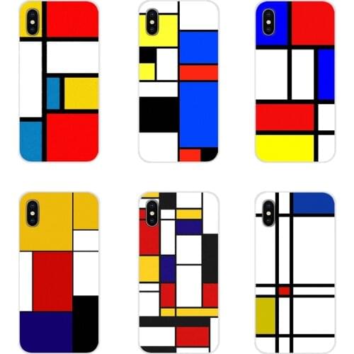 Mondrian Renk kare art Accessories Phone Cases Covers For Samsung Galaxy J1 J2 J3 J4 J5 J6 J7 J8 Plus 2018 Prime 2015 2016 2017