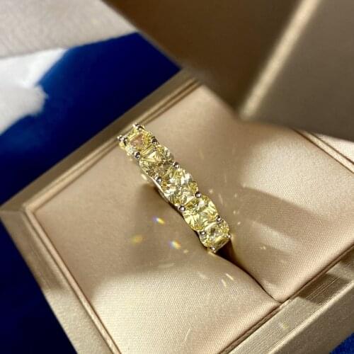 Eternal 100% 925 Sterling Silver Yellow Diamonds Gemstone Wedding Band Engagement Rings Fine Topaz Jewelry Wholesale
