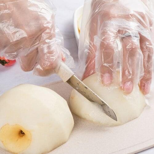 Food Grade+ Protective Thickened Disposable Gloves Catering Hand Film Food Eat Lobster Transparent Plastic PE Film Gloves