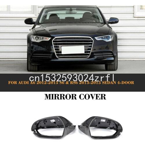 2pcs Carbon Fiber Side Door Wing Mirror Replacment Cap Cover Fit For Audi A6 S6 2012-16
