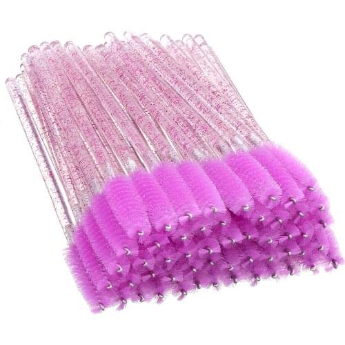 2000pc Cosmetic Eyelash Brush Crystal Mascara Wands Applicator Diamond Eyelashes brushes Disposable Glitter Make Up brushes Tool