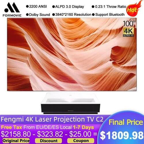 2021 New Formovie 4K Cinema C2 Laser Projector 2200 ANSI Lumens ALPD 3.0 5G WiFi Android 9.0 100" Display Bluetooth 4.2 Laser TV