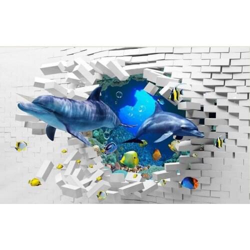 3D photo wallpaper stereoscopic 3D Underwater World Dolphin backdrop 3d stereoscopic wallpaper 3d mural wallpaper
