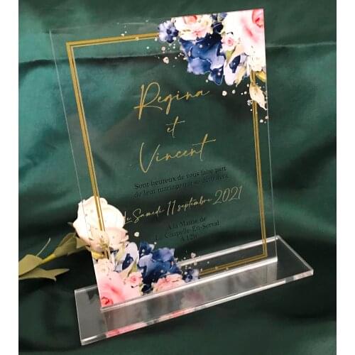Wedding Acrylic Invitation,Flower,Roses Acrylic Invite,Custom 10pcs Acrylic Baby Shower Invitations,Acrylic Wedding Menu Cards
