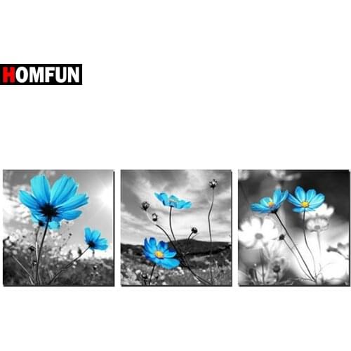HOMFUN Full Square/Round Drill 5D DIY Diamond Painting "blue flower" 3D Diamond Embroidery Cross Stitch 5D Home Decor bk01
