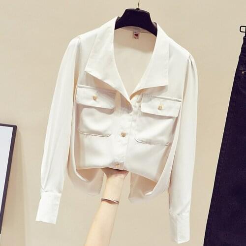 Long Sleeve Apricot Chiffon Blouse Shirt Tops Blouse Women Blusas Mujer De Moda 2021 V-Neck Office Tops Women Blouses Blusa E471