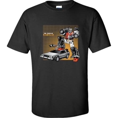 Black Clothing Robot Back To The Future Halloween Tshirts Aesthetic Hip hop T Shirt 100% Cotton Fabric Homme Male Shirt