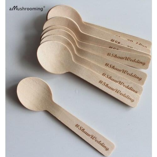Personalized Wooden Spoons Mini Wooden Spoons Engrave Name Date Lets Spoon for Ice Cream Wedding DIY decoration Dessert Party