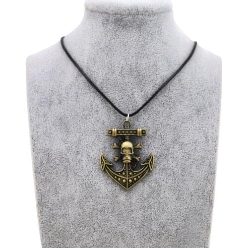 Brand New Vintage Anchor Necklaces Pendants for Women Collier Femme Retro Gold Skull Anchor Choker Necklaces Men Jewelry Gift