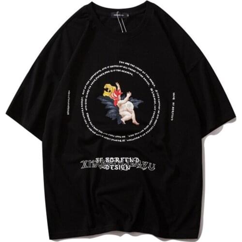 Harajuku Graffiti Print Popular Logo Short Sleeve Tie For Men and Women Medium Sleeve And Half Sleeve T Shirt