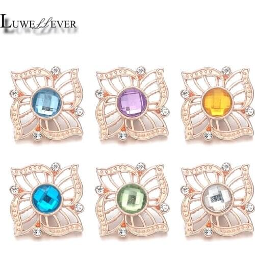Luwellever Component w398 Crystal 18mm Metal Snap Button For Bracelet Necklace Interchangeable Jewelry Women Accessorie Findings