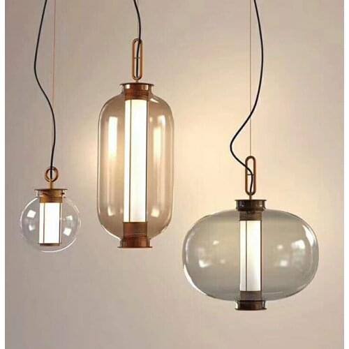 Classical Glass Bubble Fishing LED Pendant Lamp Single Head Smoke Gray Glass Pendant Light Living Room Restaurant Lamps PA0222