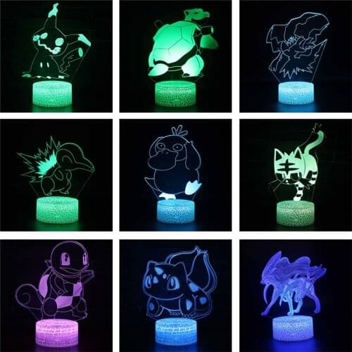 Cool Game Pokemon Figure Squirtle Cyndaquil Charmander Charizard Bulbasaur 3d LED Night Light Anime Pokemon Ation Figuras Toys