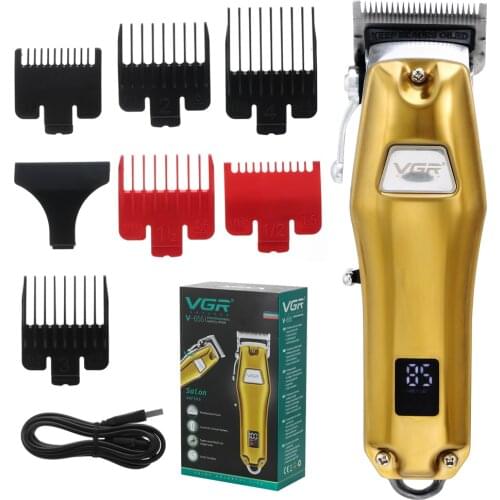 2021 New VGR Brand Golden Professional All Metal Hair Clipper Men Electric Hair Trimmer Fade Hair Cutter Haircut Machine Barber