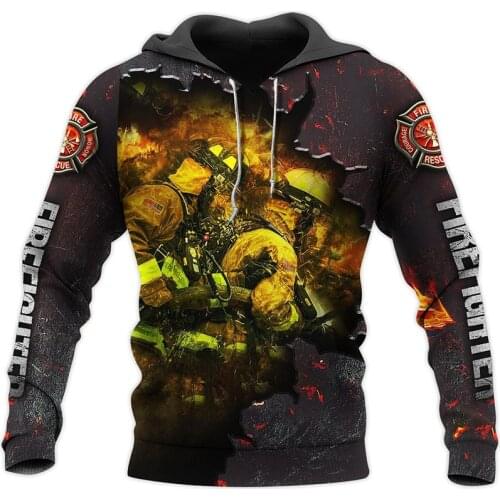 Fashion Harajuku autumn and winter zipper hoodie brave firefighter 3D full print hoodie men and women street casual sweatshirt