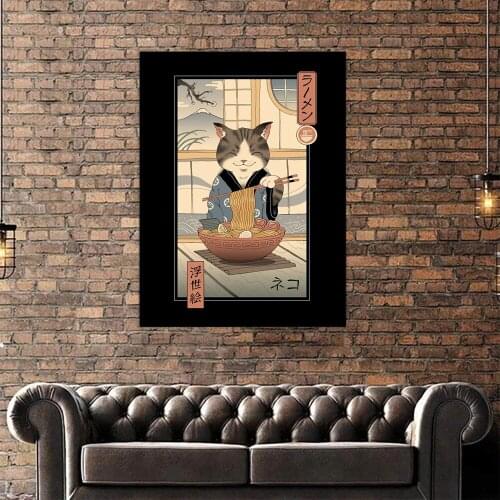 Modular Hd Japanese Style Prints Picture Home Decor Cat Ramen Ukiyo Painting Canvas Poster Wall Art For Living Room No Framework