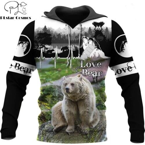 Autumn Fashion Hoodies Beautiful Animal Bear 3D Printed Mens Sweatshirt Unisex Zip Pullover Casual Harajuku Streetwear DW0369